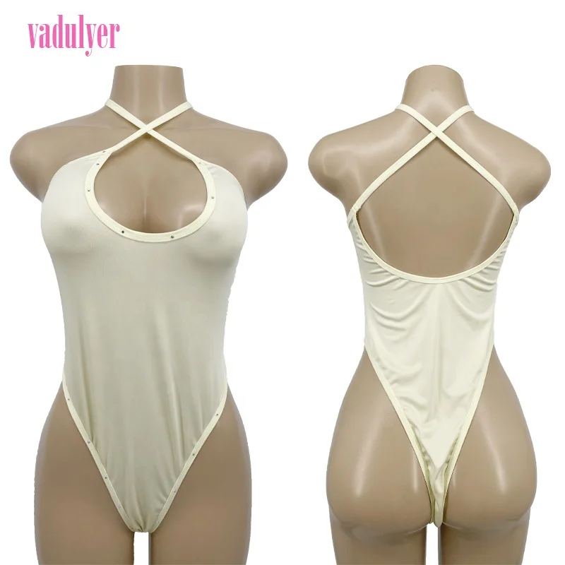 

Vadulyer One Piece See Through Bodysuit Rhinestones Stripper Outfit Pin-Up Schoolgirl Cosplay, Picture