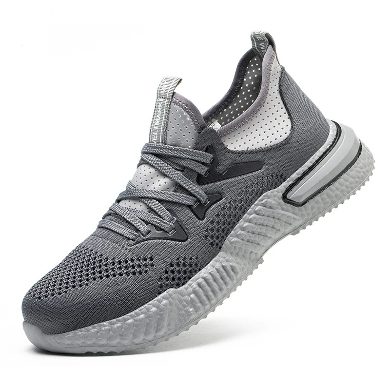 

Hot sale Breathable slip portable Anti-smashing anti puncture Indestructible Men's work shoes Safety shoes, Black grey