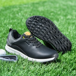 High quality sport shoes comfortable breathable and cushioning leather lighted golf shoes for men