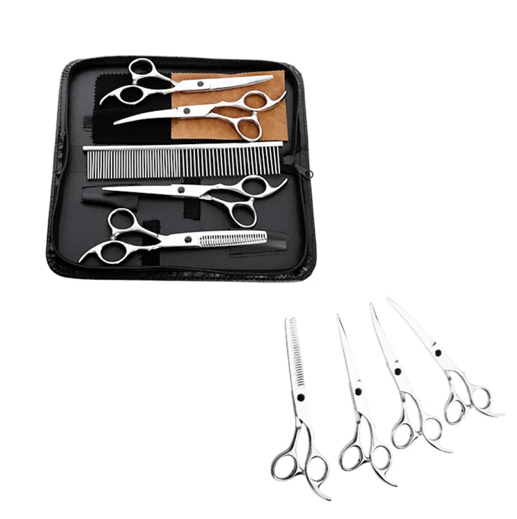 

Dog Grooming Kit Safety Round Tip Stainless Steel 5 In 1 Dog Grooming Scissors Set