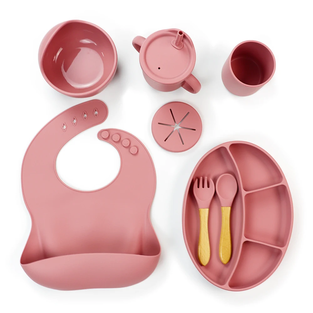 

Amazon Tableware Baby Dishes Dining Children Dinnerware Plate Set Bowls Kid Toddler Food Feeding Divided Silicon Suction Plate, Pms color