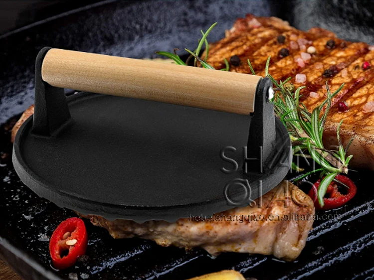 Heavyduty Round Cast Iron Grill Meat Press,Cast Iron Steak Grill
