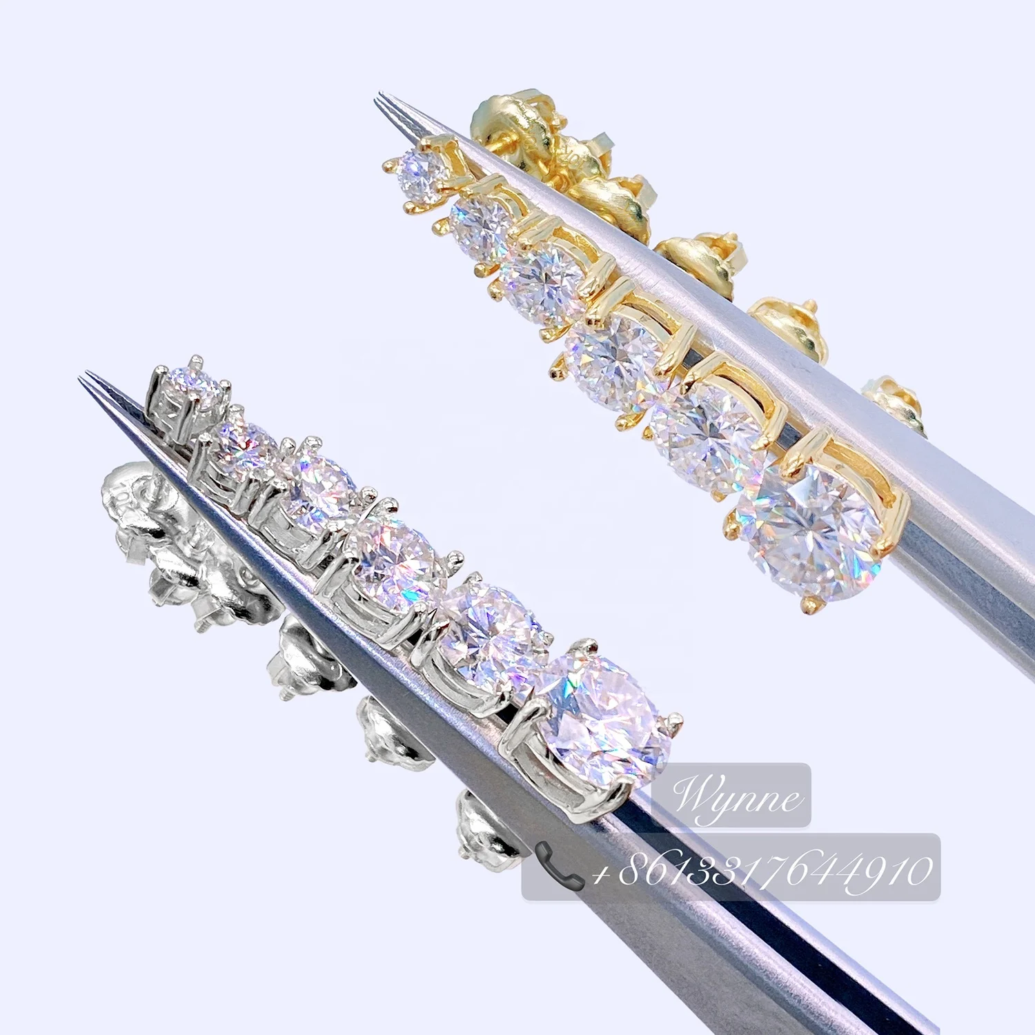 

Ready To Ship Real 10K/14K Solid Gold D/VVS Moissanite Four Prong Stud Earrings