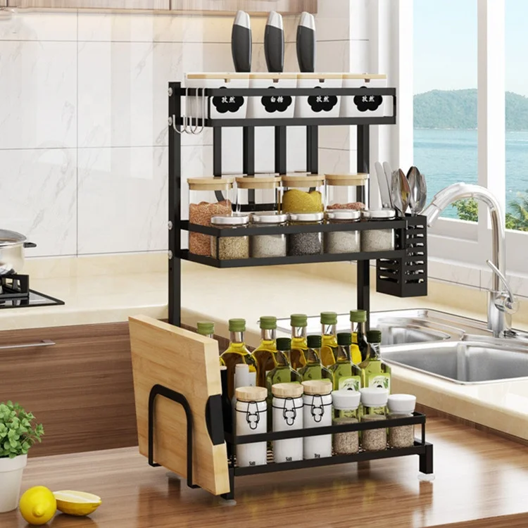 

Kitchen accessories floor hidden organizer spice rack movable storage holder, Customized