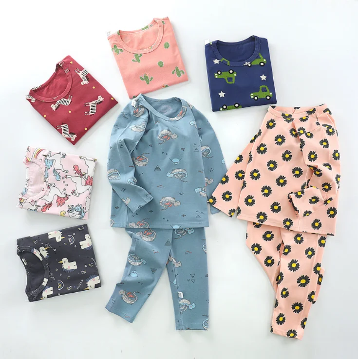 

wholesale New style children's underwear set pure cotton baby clothing sets autumn children's clothes trousers retro color