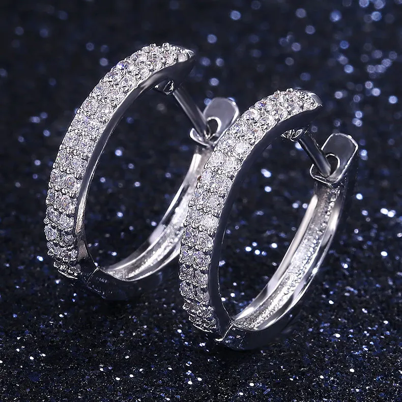 

2021 summer Hainon Silver-plated earrings shiny zircon Fashion style women hoop earring alloy elegant jewelry, Picture shows