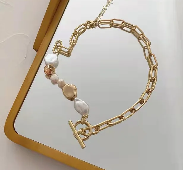 

INS Vintage geometric pearl chain necklace, Picture shown