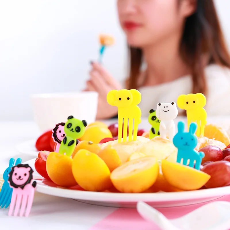 

10pcs Animal Food Picks for Kids, Fun Bento Picks, Cute Cartoon Animal Fruit Food Toothpicks cupcake decorating Forks Set, Colorful