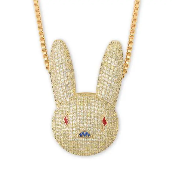 

New Rabbit Pendant Necklace Cubic Zircon hip hop jewelry party gift, Gold/silver/rose gold