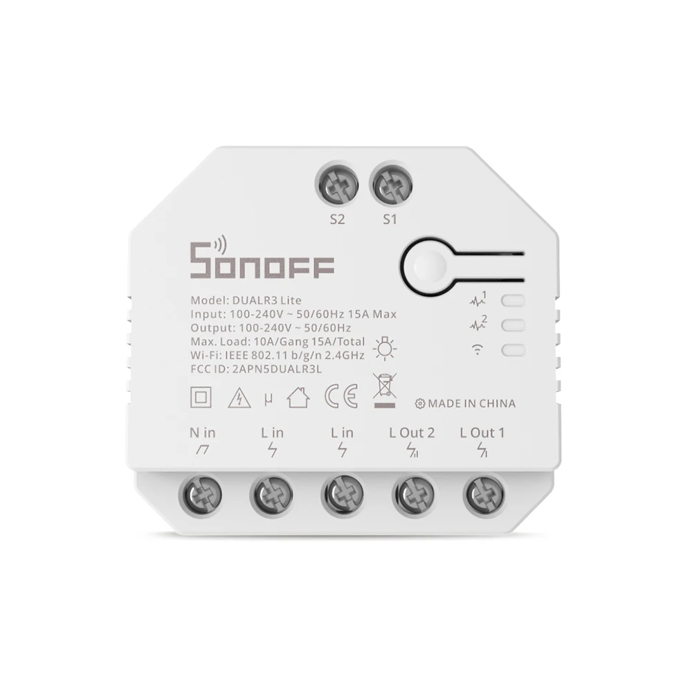 

SONOFF DUALR3 Lite Dual Relay Two Way Power Metering Smart Switch, White