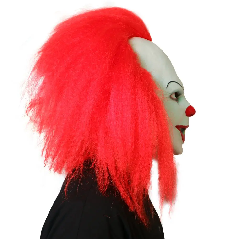 Red Hair Clown Head Mask Props Horror Thriller Murder Horror Latex Mask