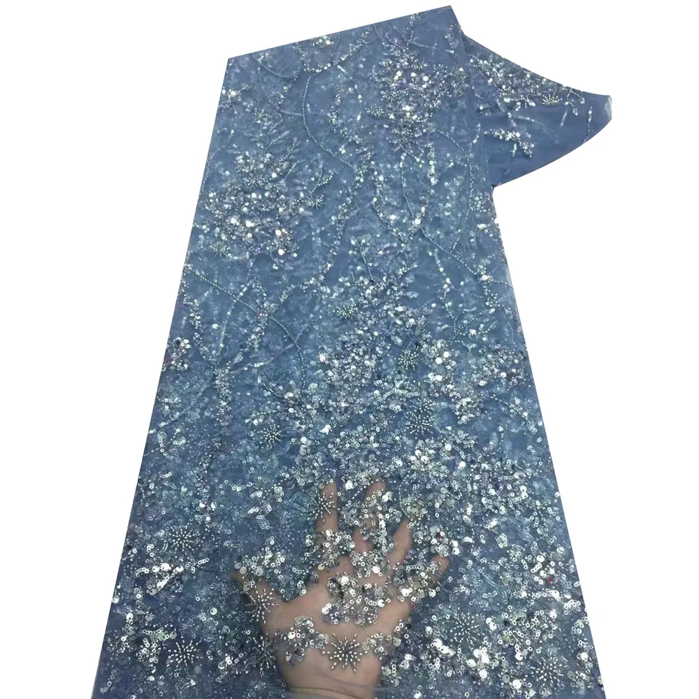 

Beautifical luxury bridal sequins fabrics elegant tulle fabrics embroidery heavy beads lace ML76N115, Customized