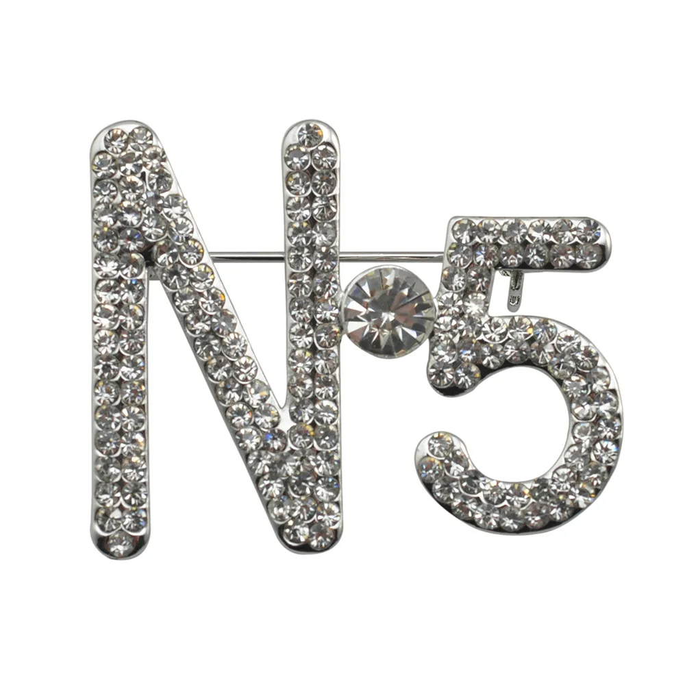 

Minimalist Fashion Jewelry Rhinestone Pins Custom Number Women Designer Popular Brands Letter Brooch, Picture shows