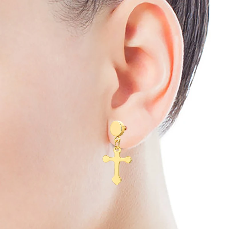 

2021 Wholesale Cross Earings Cross Shape Gold Cross Earrings, Gold silver black