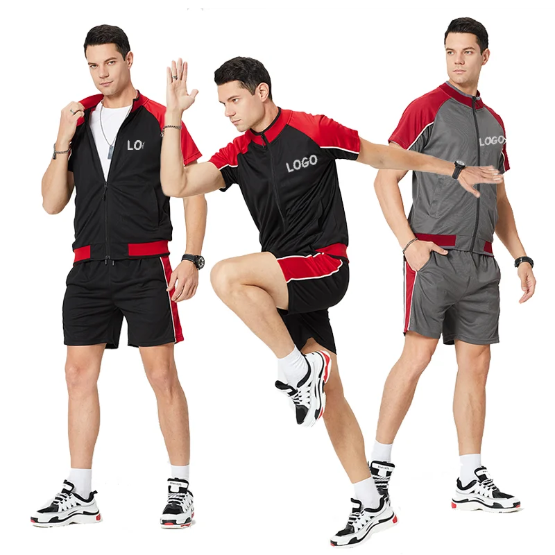 

2021 LOGO Custom Men's Casual Sports Suit Men Short Set Decorative Color Matching Men Two Piece Pants Set
