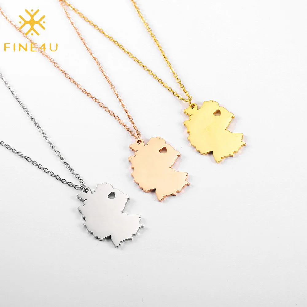 

High polished 18k gold plated stainless steel Germany map pendant women jewelry country necklace, Gold/steel/rose gold
