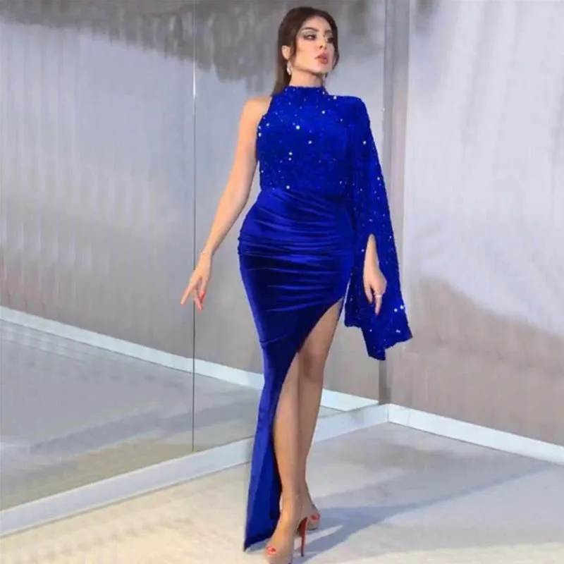 

2021 new autumn velvet sequins European and American sexy hip dress dress