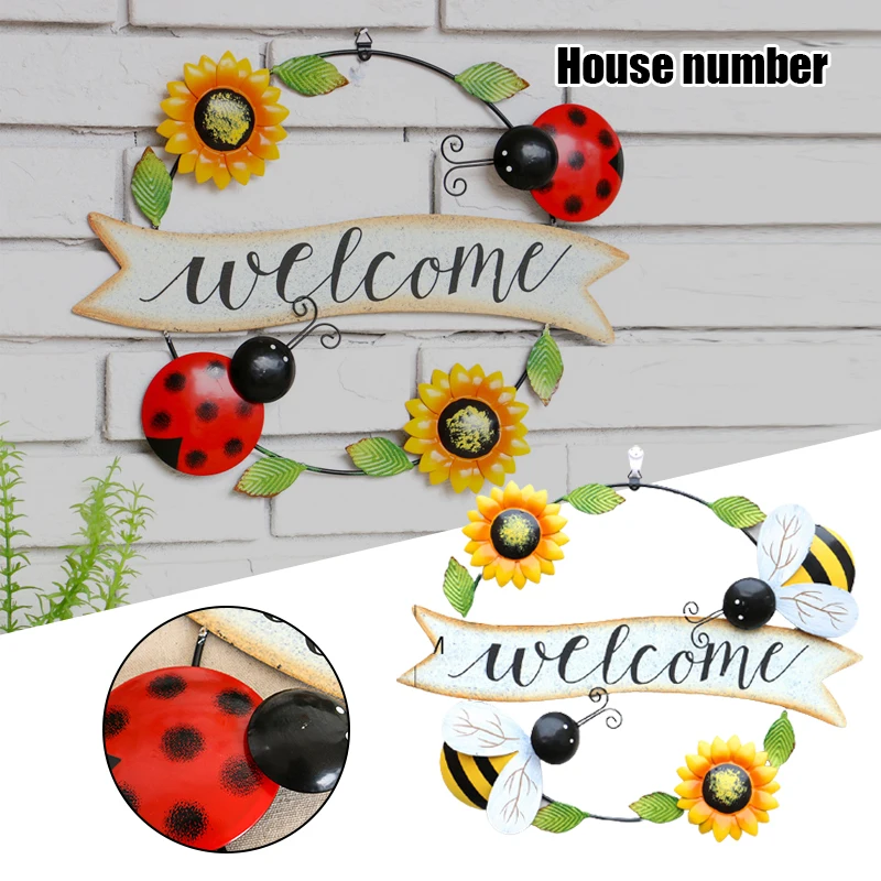 

Creative Handcraft Bee Sunflower Home Welcome Hanging Sign Wall Decor Garden Decorations Fence Outdoor For Home Decor, Yellow