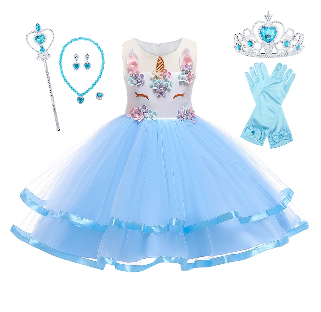 

2021 Beautiful Children Clothing Birthday Princess Party Unicorn Wear Dresses For Girls