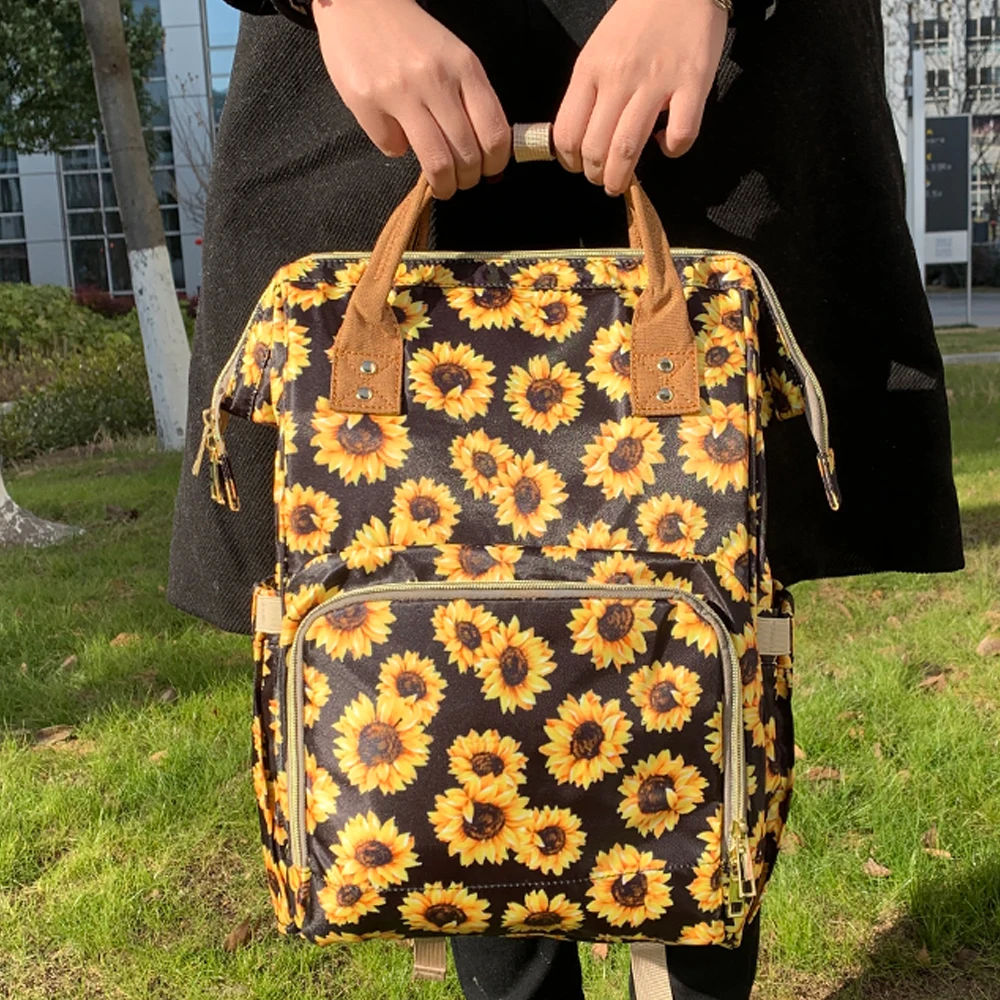 

Multi-Function Large Capacity Waterproof Mom Diaper Bag Sunflower Nappy Bag