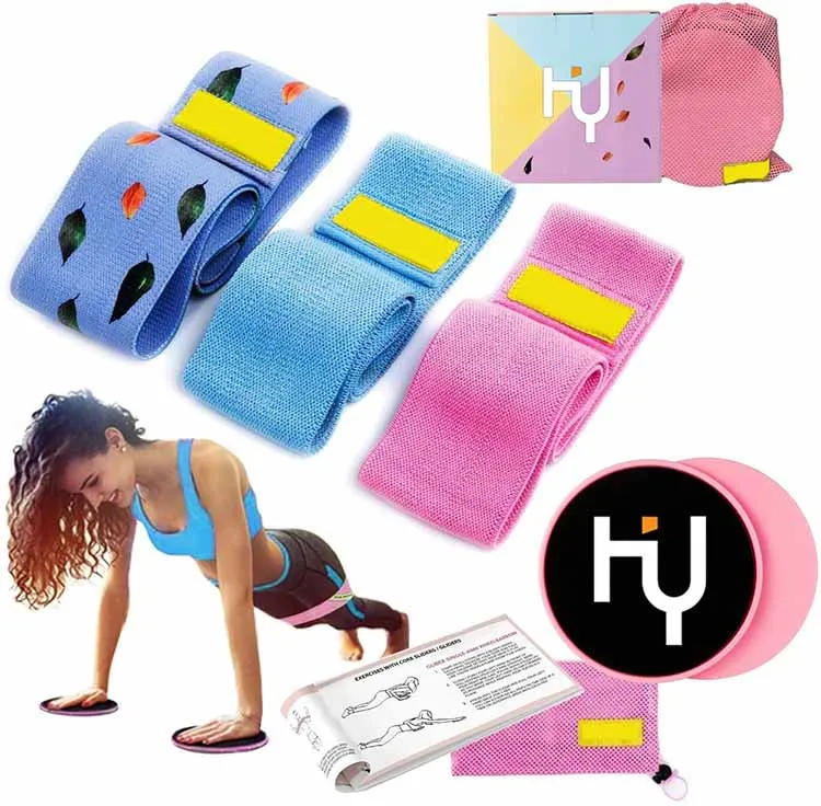 

Fabric Fitness Latex 3 Inch Levels Core Sliders Booty Resistance Bands Set, Customized