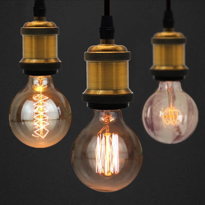 Retro Decorative Edison Bulb E27 230V Incandescent Vintage Table Lamp 25W 40W 60W Round Edison Tungsten Filament Light Bulb G80