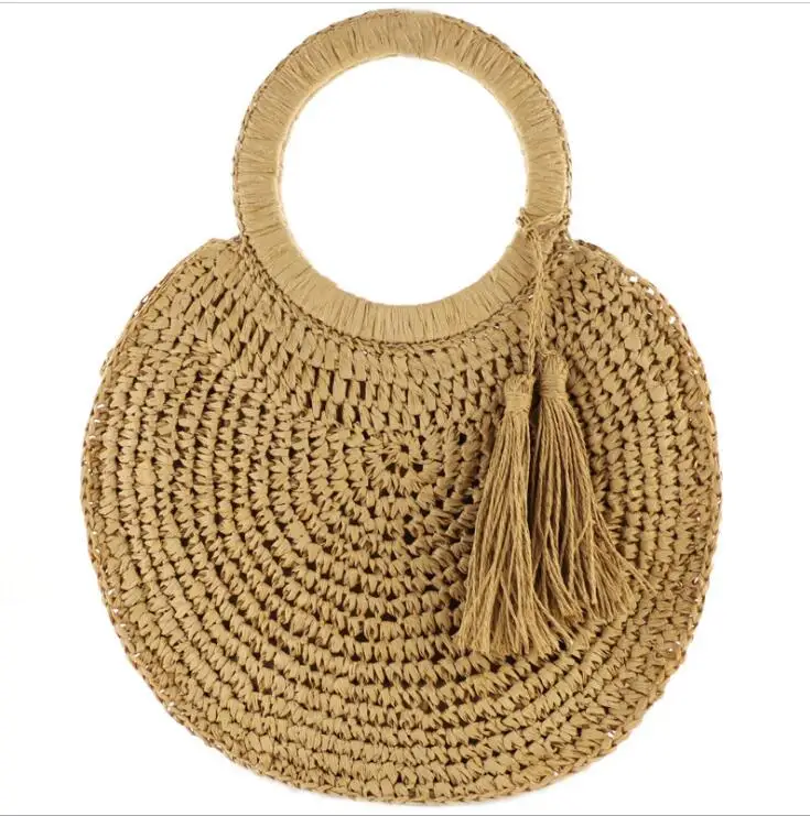 

BSCI report factory offer nature paper straw fashion rattan beach bag