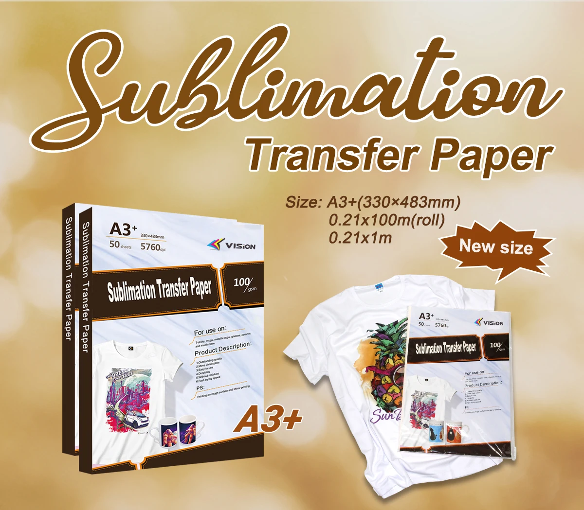Sublimation Transfer Paper A3+ 330*483mm Buy 100g Sublimation Paper