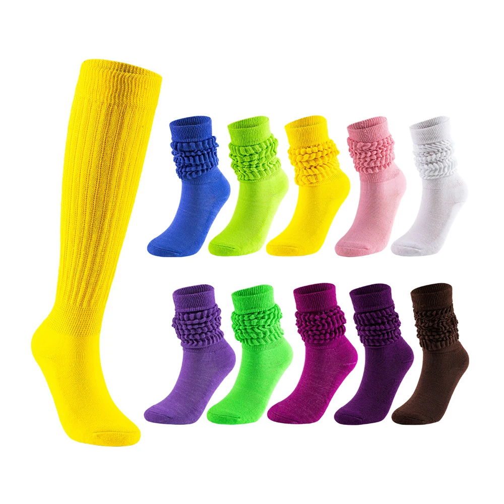 

Amazon Top Sale Custom Heavy Slouch Socks Terry Sole Fluorescent Thick 100% Cotton Sox Knee High Women Slouch Socks