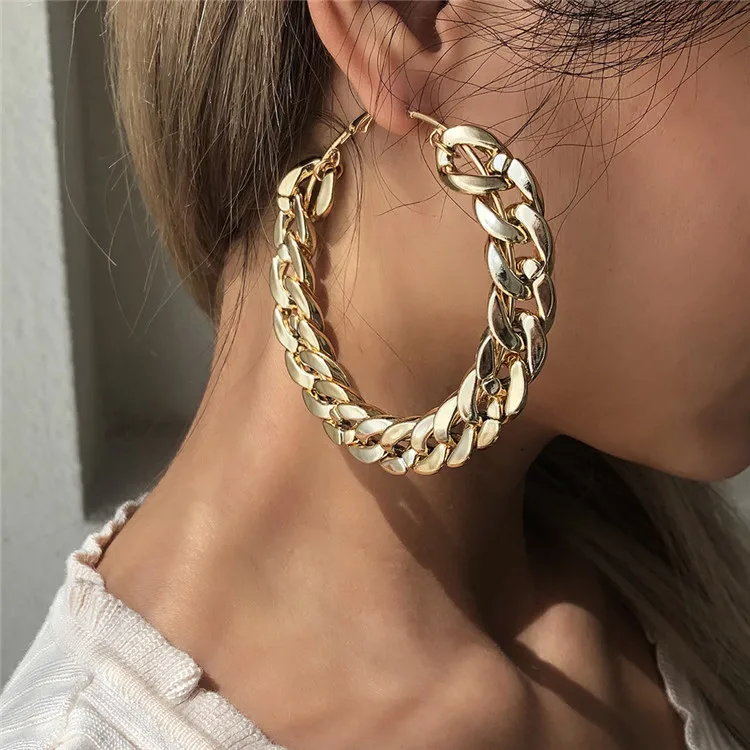 

European And American Cross-Border Hipster Street Shooting Exaggerated Personality Big Circle Chain Earrings