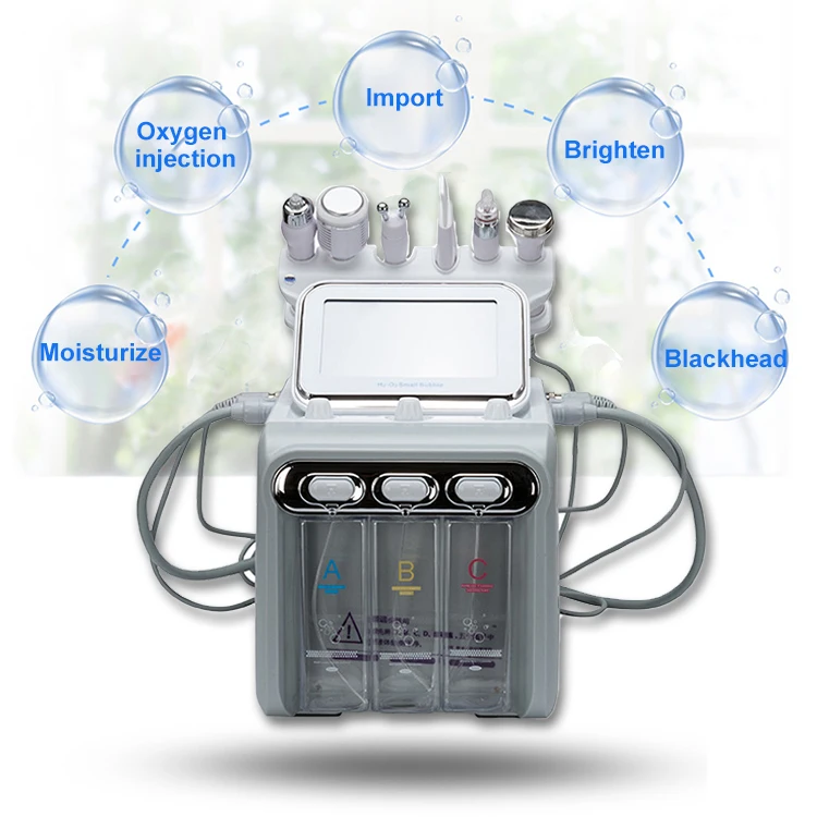 

2021 Electric Small Bubble Facial Vacuum Blackhead Remover 6 in 1 Hydrogen Oxygen Facial Equipment Small Bubble Machine