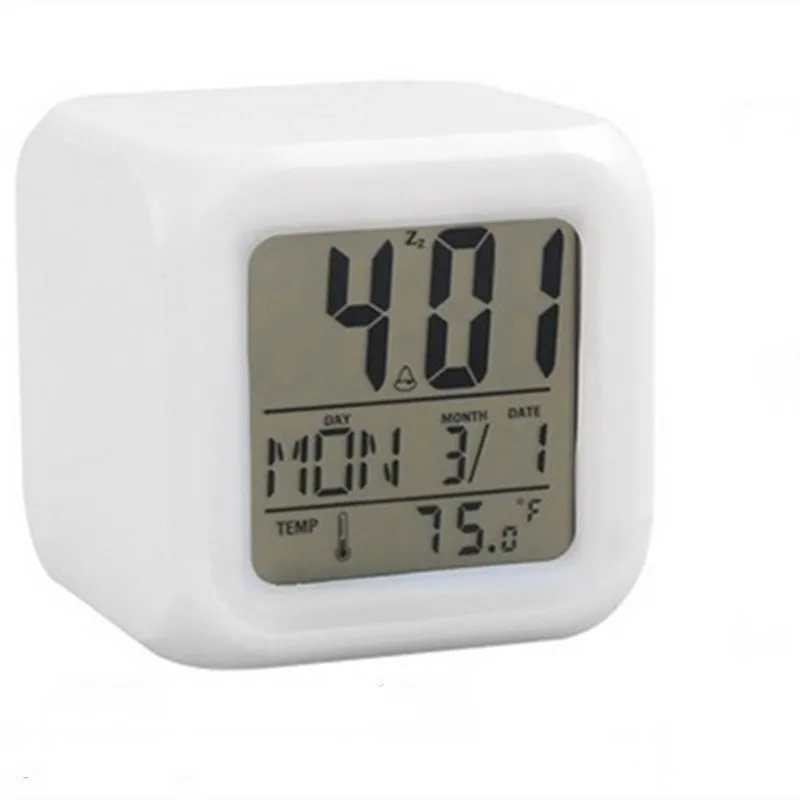 

7 LED Colour Changing Digital Alarm Clock Thermometer Date Time Night Light/Creative Home Furnishing Alarm/Luminous Alarm Clock