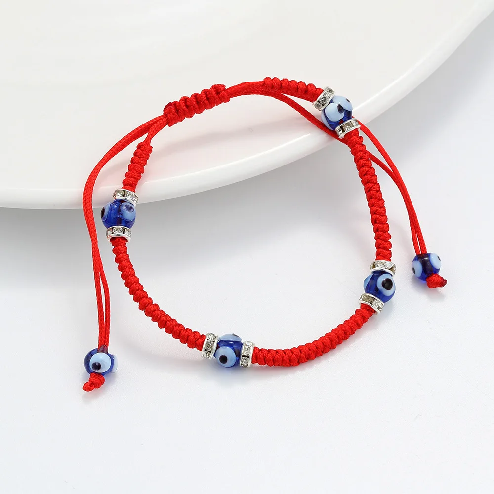 

Cheap Fashion Handmade Turkish Evil Eye Bracelet Adjustable Lucky Red String Rope Woven Jewelry Bracelets, Red/blue/black