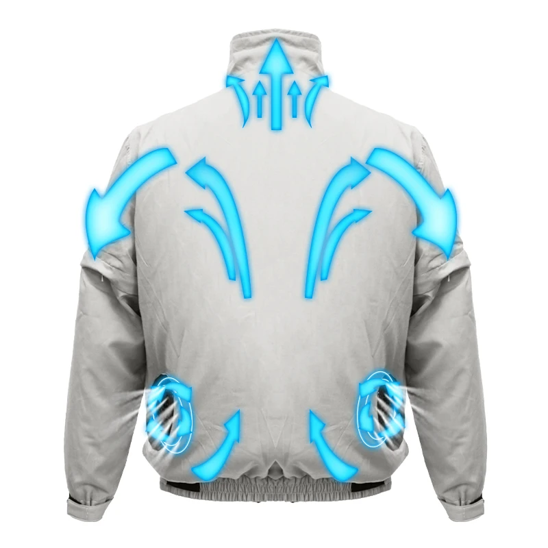 

Hot selling 5V USB rechargeable battery cotton summer fan cooling jacket wear for workers, Gray/blue/oem