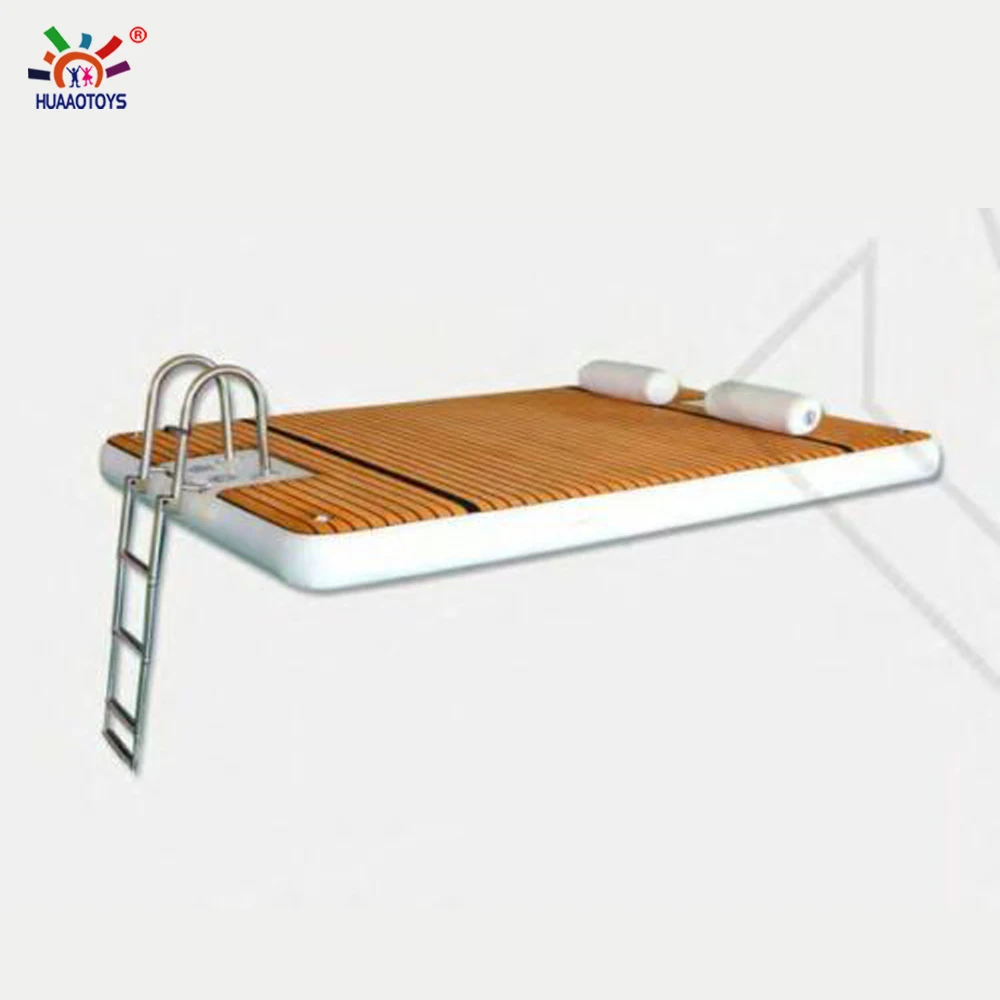 

High quality inflatable yacht dock inflatable water floating dock platform with pillow and ladder for sale, Teak eva