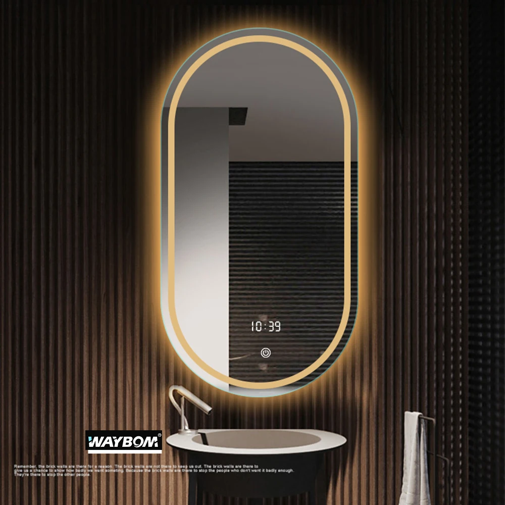 Hotel Lobby Model Large Vanity Anti -fog Bathroom LED Oval Mirror