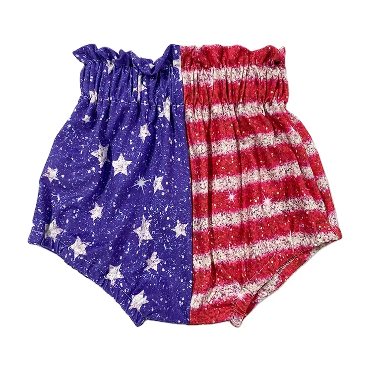 

New arrival independence day stars pattern bloomer baby cool and super soft bloomies 4th of July Half-half Bloomers customizable, #1