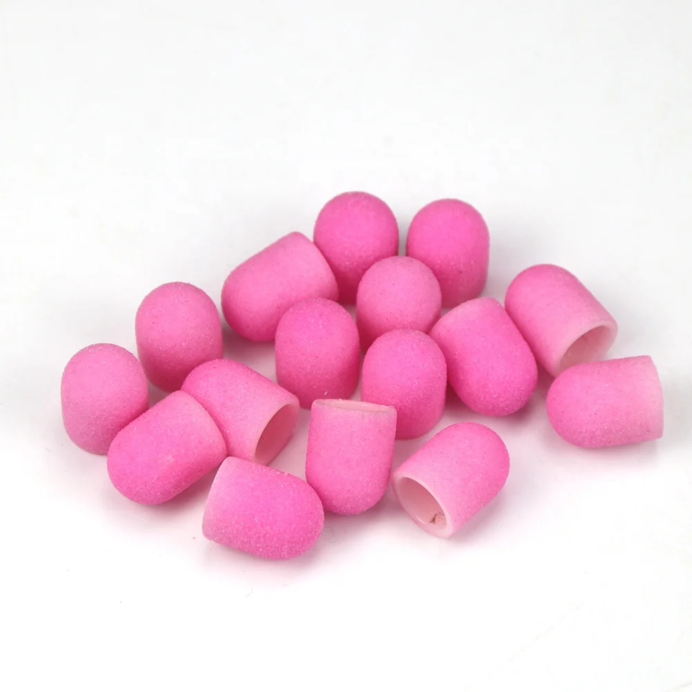 

All Sizes 80# 120# 180# Grit Pedicure Sanding Caps Sand Shaft Nail Dedicated Head Manicure Grinding Sanding Cap Mandrel, Brown blue pink yellow