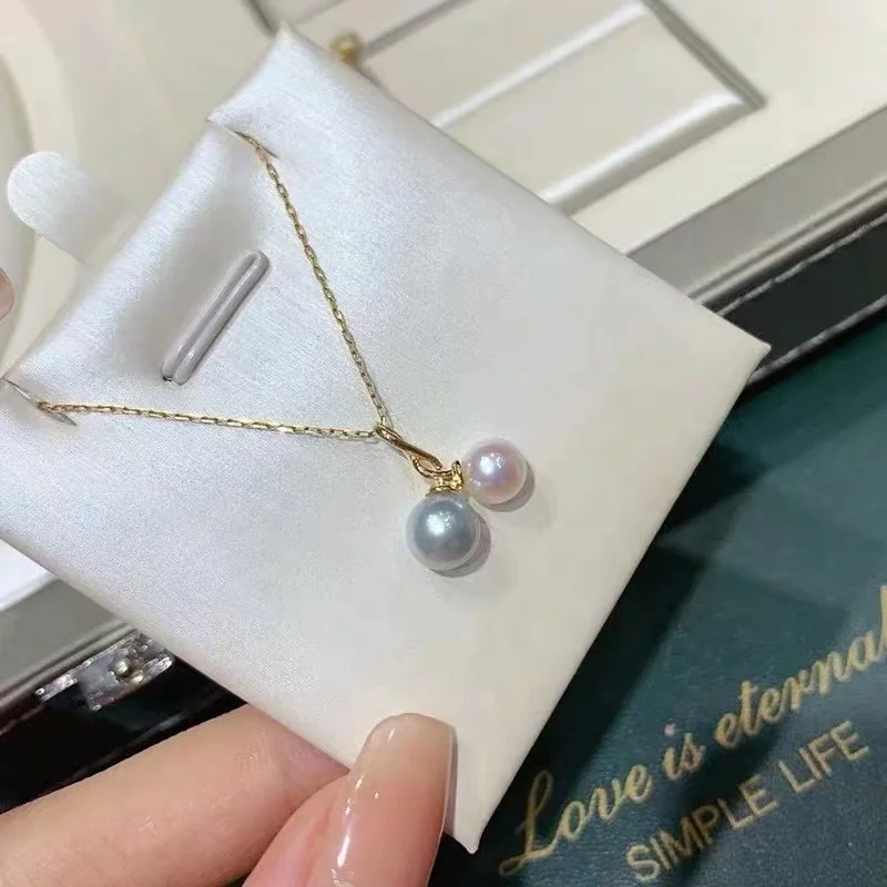 

P712 8-9mm DIY Natural Freshwater pearl charm pendant necklace accessory 925 sterling silver jewelry for women without chain