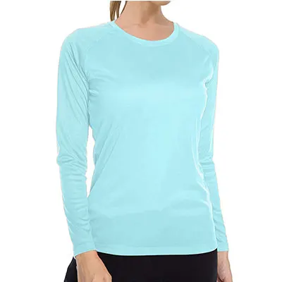 

OEM/ODM Support Women's Long Sleeve UV Shirts Sun Protection Lightweight Hiking UPF 50 Running Sweatshirts Cheaper Factory Price, Black,white,light gray,blue,light blue,dark gray,orange,yellow,pink