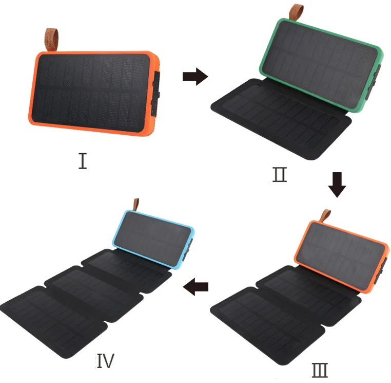 

Foldable Solar Power Bank 20000mah Waterproof Dual USB LED flashlight