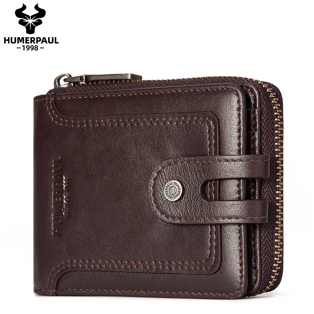 

HUMERPAUL Hot sales high quality Bifold Classic pocket Man purse wallet vintage leather mens wallet genuine leather