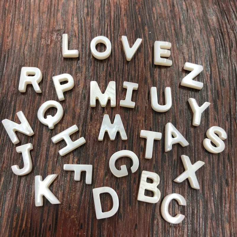 

wholesale high quality alphabet letter shell beads sea water shell beads Alphabet Letter beads for DIY jewelry, White