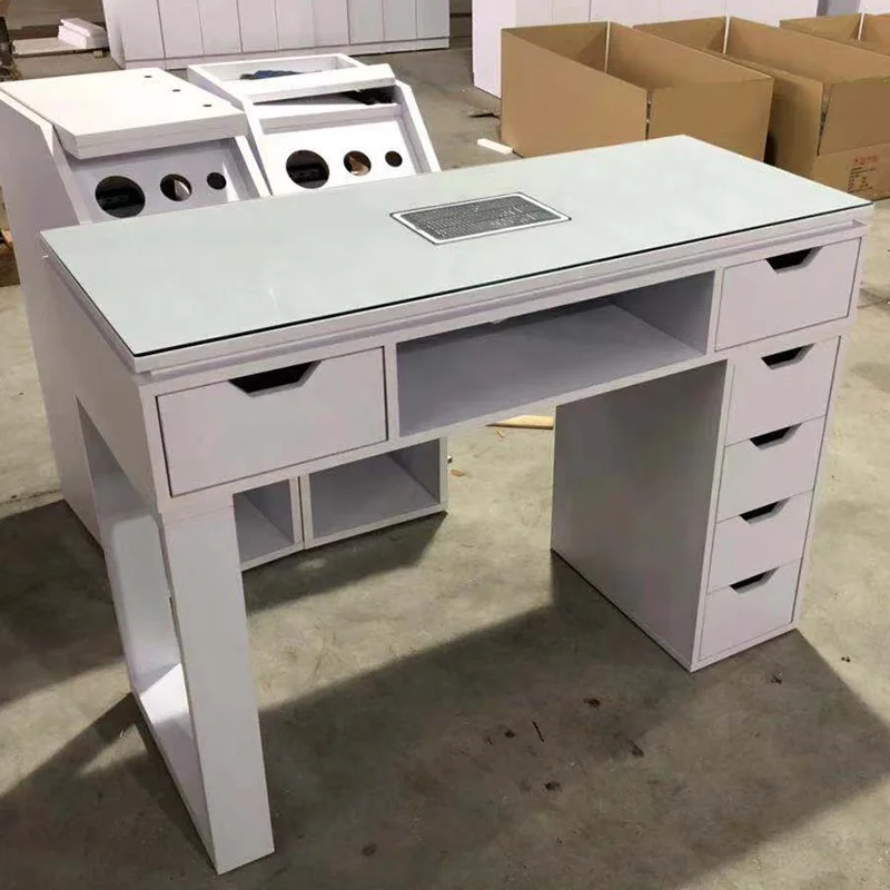 
Modern manicure table nails bar salon furniture nail dust desk nail tables with glass top 