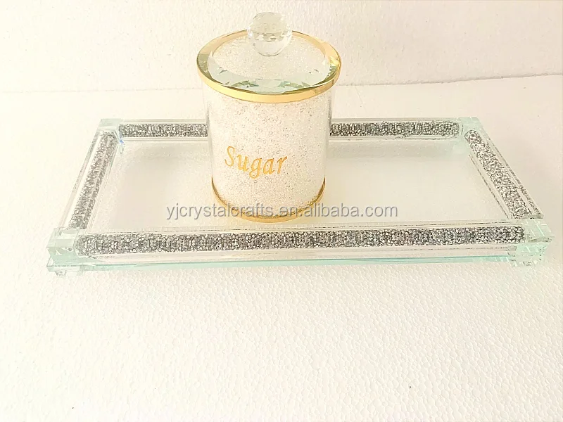 Rectangular Clear Mirrored Crystal Glass Decorative Kitchen Tray With Silver Crush Diamond Buy Mirror Tray Glass Tray Crystal Tray Product On Alibaba Com