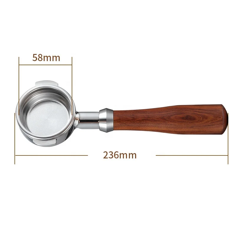 Barista Tools Stainless Steel Naked Portafilter Wood Handle Bottomless Portafilter 58mm