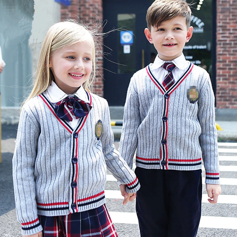 Autumn Kid Knitted Primary School Uniforms Suit Custom Design ...