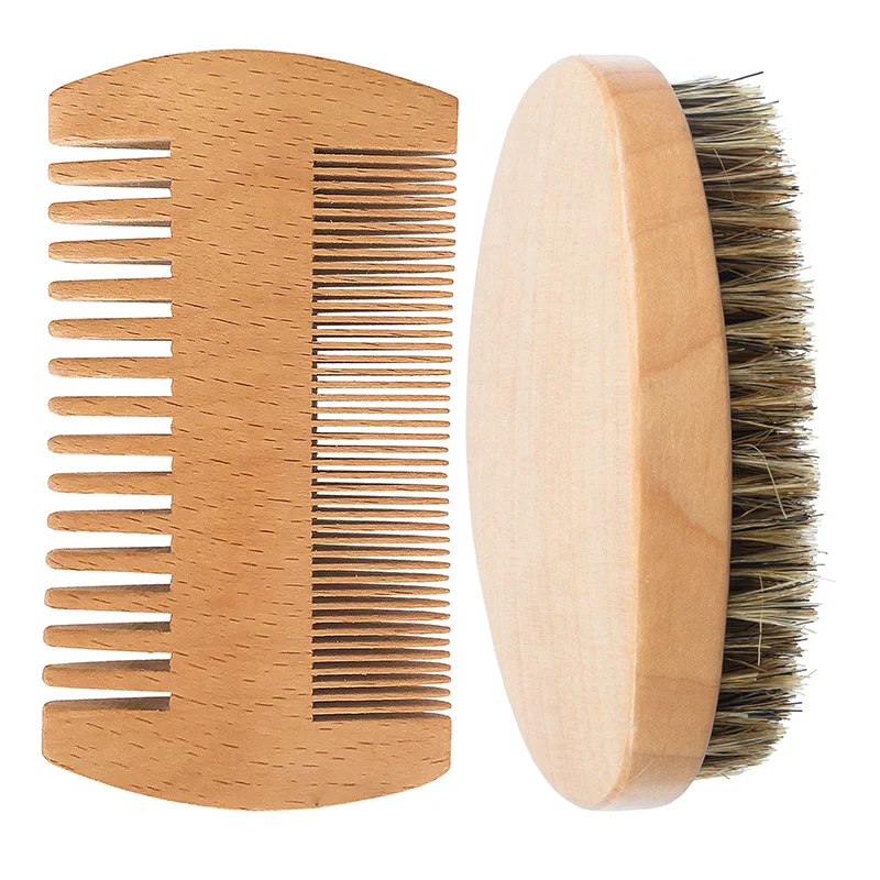 

2PCS Wholesale Wooden Comb Hair Beard Cleaning Extension Boar Bristles Brush