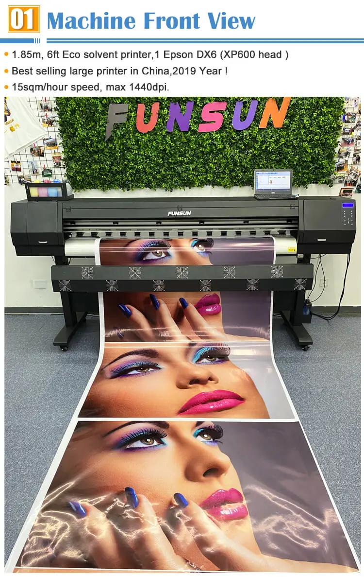 1.8m Ink Jet Indoor Printing Machine Eco Solvent Color Vinyl Canvas