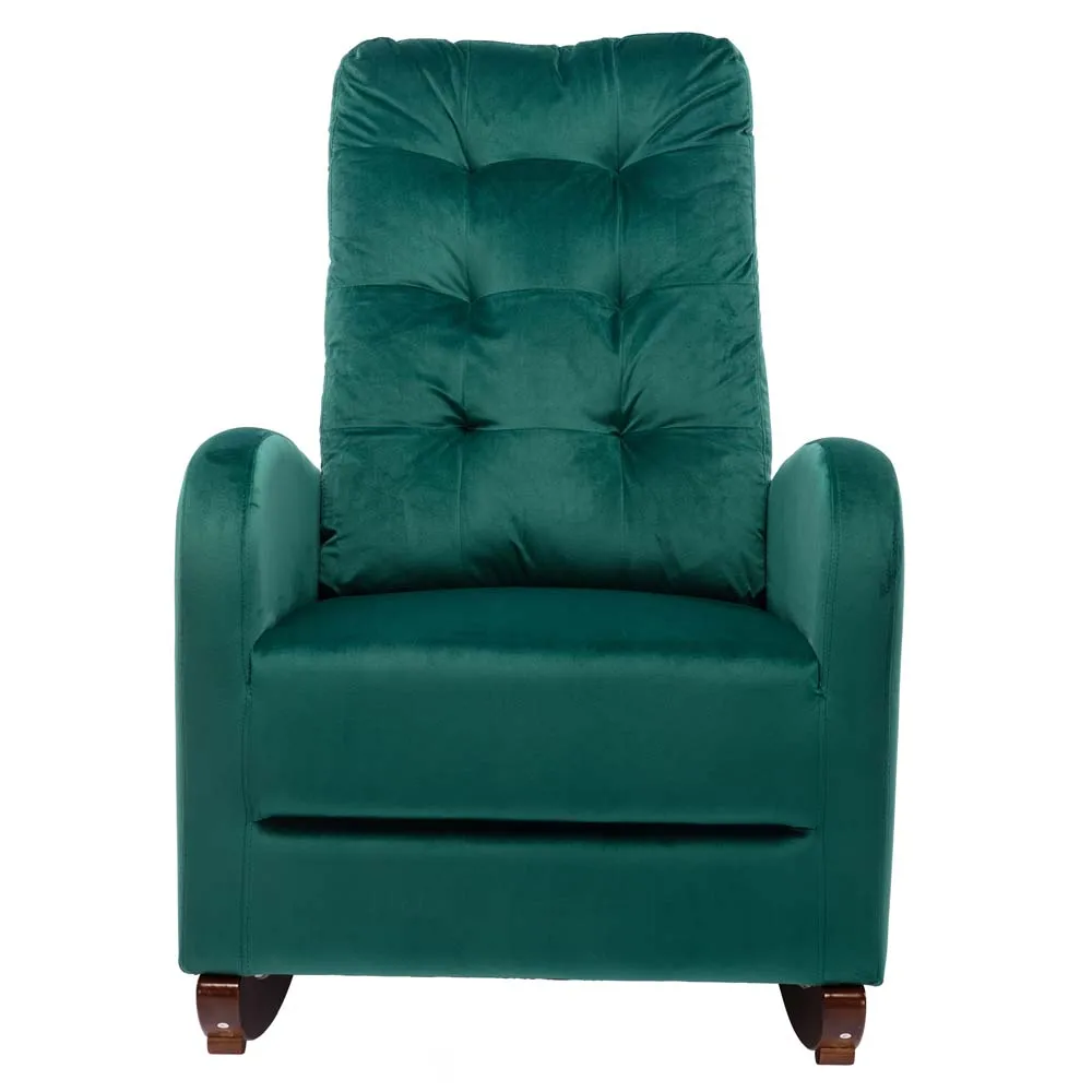 

Home Furniture Leisure Armchair Single Seater Green Fabric Wood Rocking Chair Sofa Recliner Chair, Sky blue